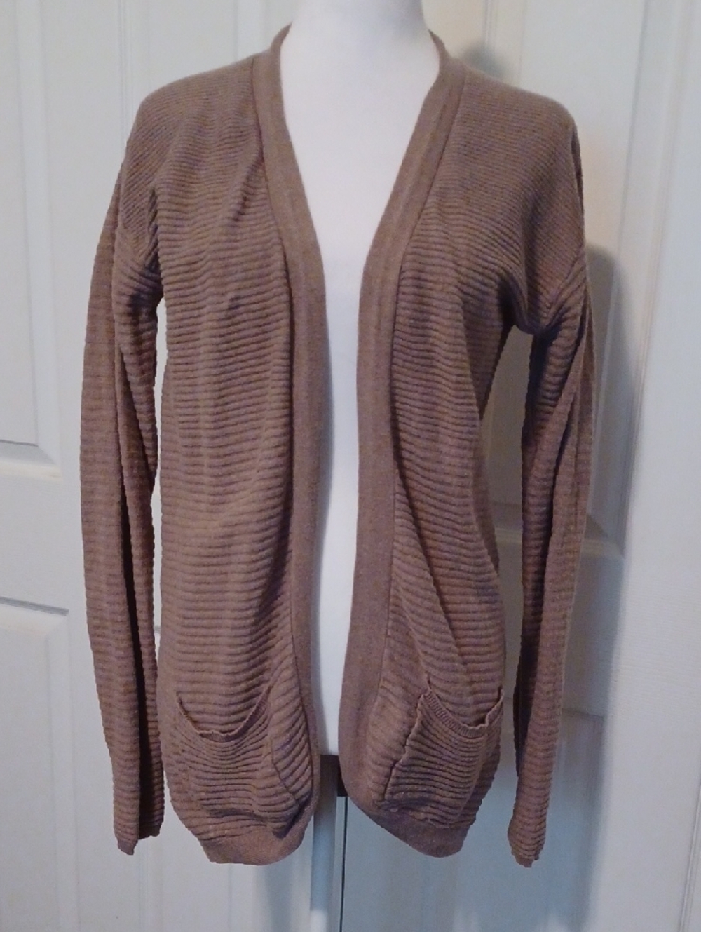 × Leo & Nicole Light Gray Open-Front Women's Cardigan Sweater Size Small